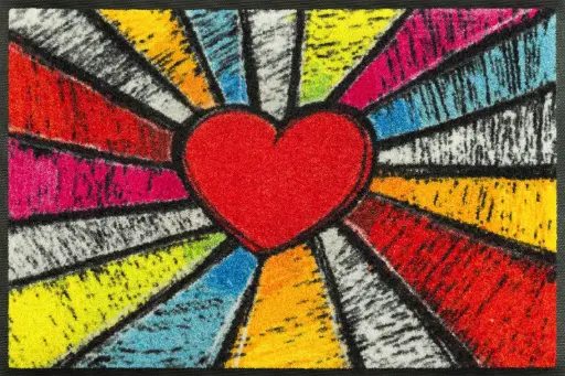 Kleen-Tex Wash+Dry Wasbare Deurmat - Pop Art Heart