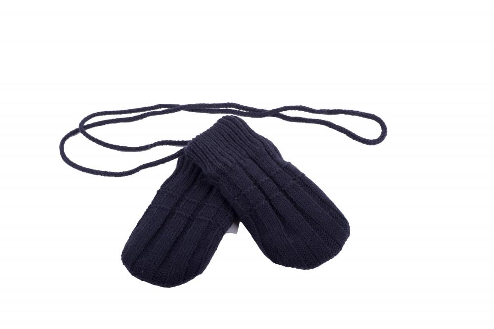 P&T Wanten Baby's met Touwtje - Zonder Duim - Gebreid - Donkerblauw - 0-1j