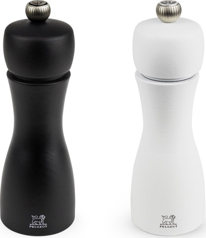 Moulin à poivre et à sel manuel Duo en bois Peugeot Tahiti - 15cm - Noir & Blanc