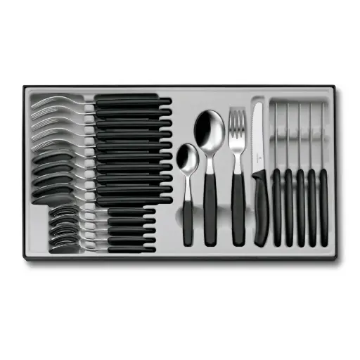 Victorinox Swiss Classic Tafelbestek Set 24-delig - Getand Lemmet - Zwart