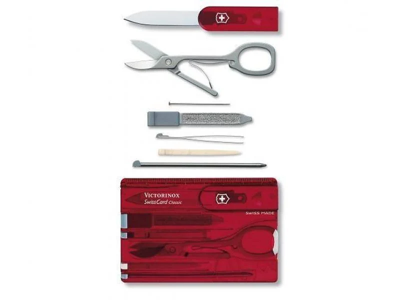 Victorinox Swiss Card Classic - 10 Functies - Rood Transparant