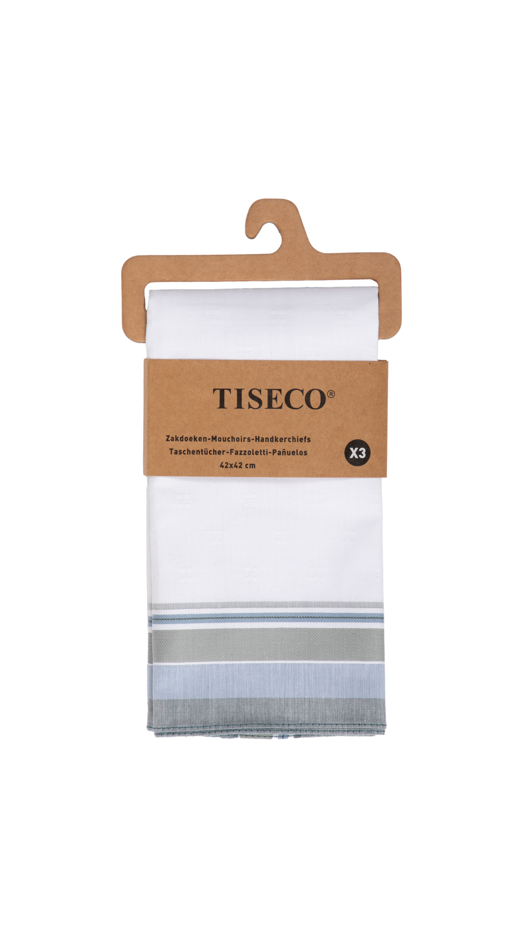 Tiseco Herenzakdoeken Regal 2 - 42x42cm - 3 Stuks - 100% Katoen