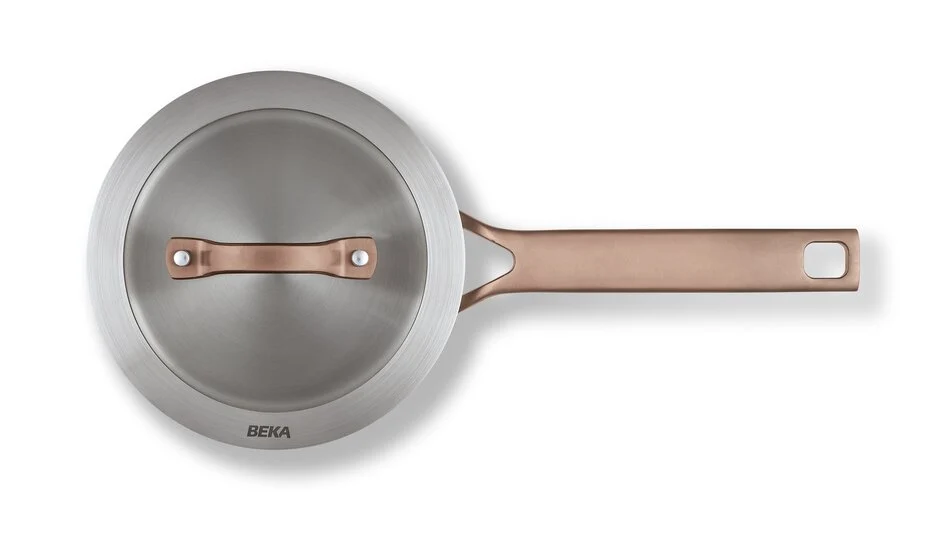 Beka Sensa Steel Pan with Softbase Base – Glass Lid with Downdraft Function – Ø 16cm – Mocha