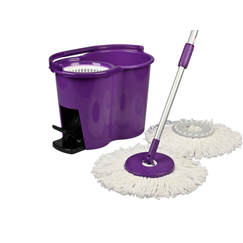 Vloerwisser Supa Mop - Spinner Mop Paars + Pedaal