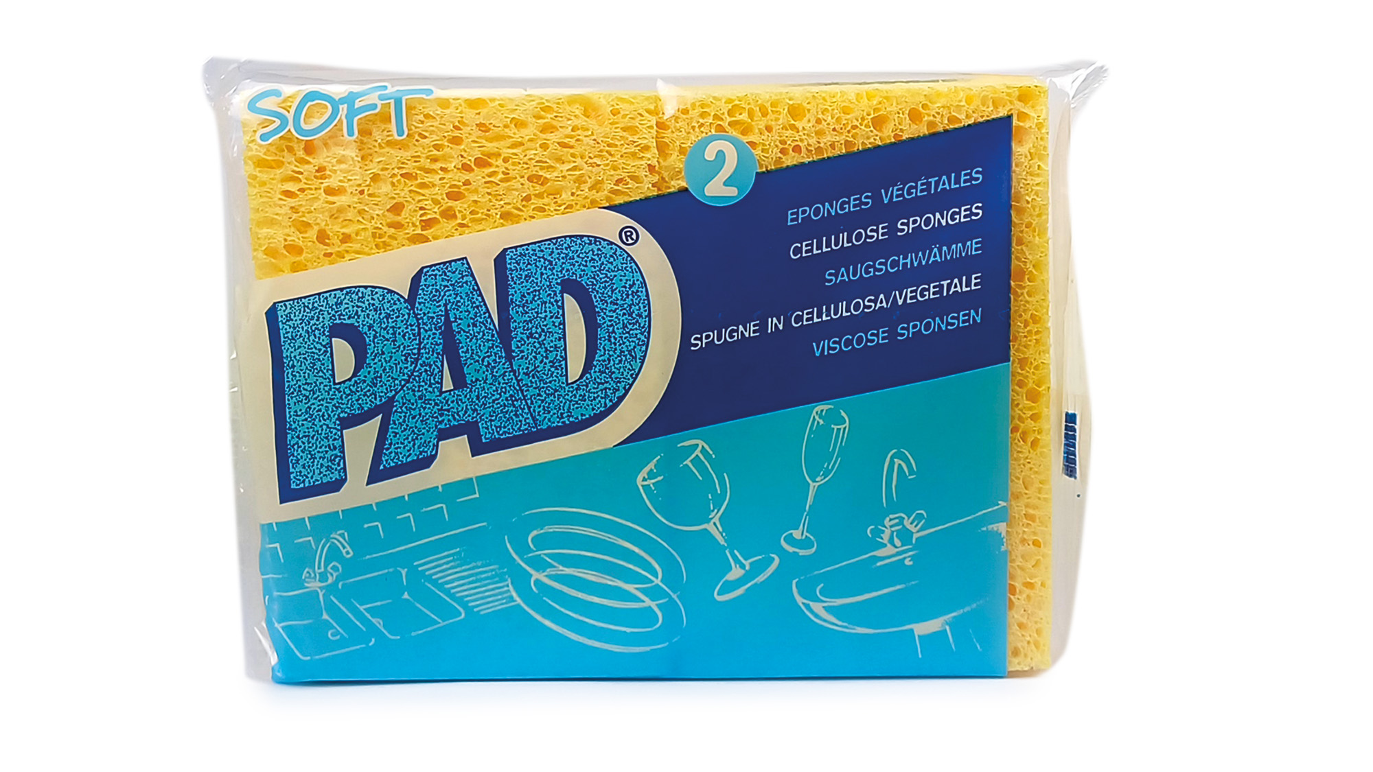 PAD Viscose Sponsen - 2 Stuks - 122 x 77 x 35mm