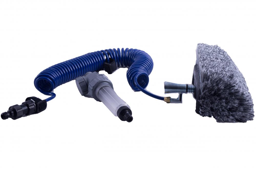 D&L Telescoopsteel + Spiraal & Zeepdispenser + Vijfzijdige Tetalon Wasborstel