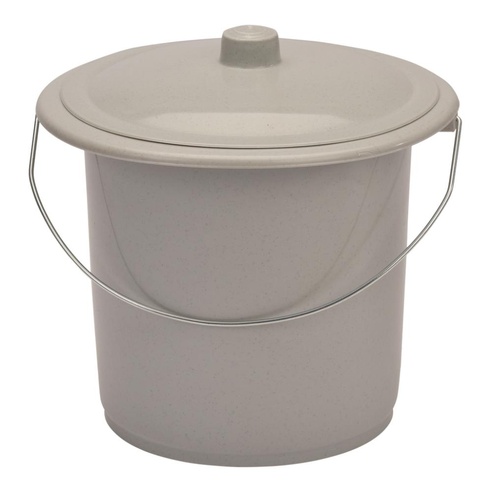 Toiletemmer Draagbaar met Deksel - Lichtgrijs