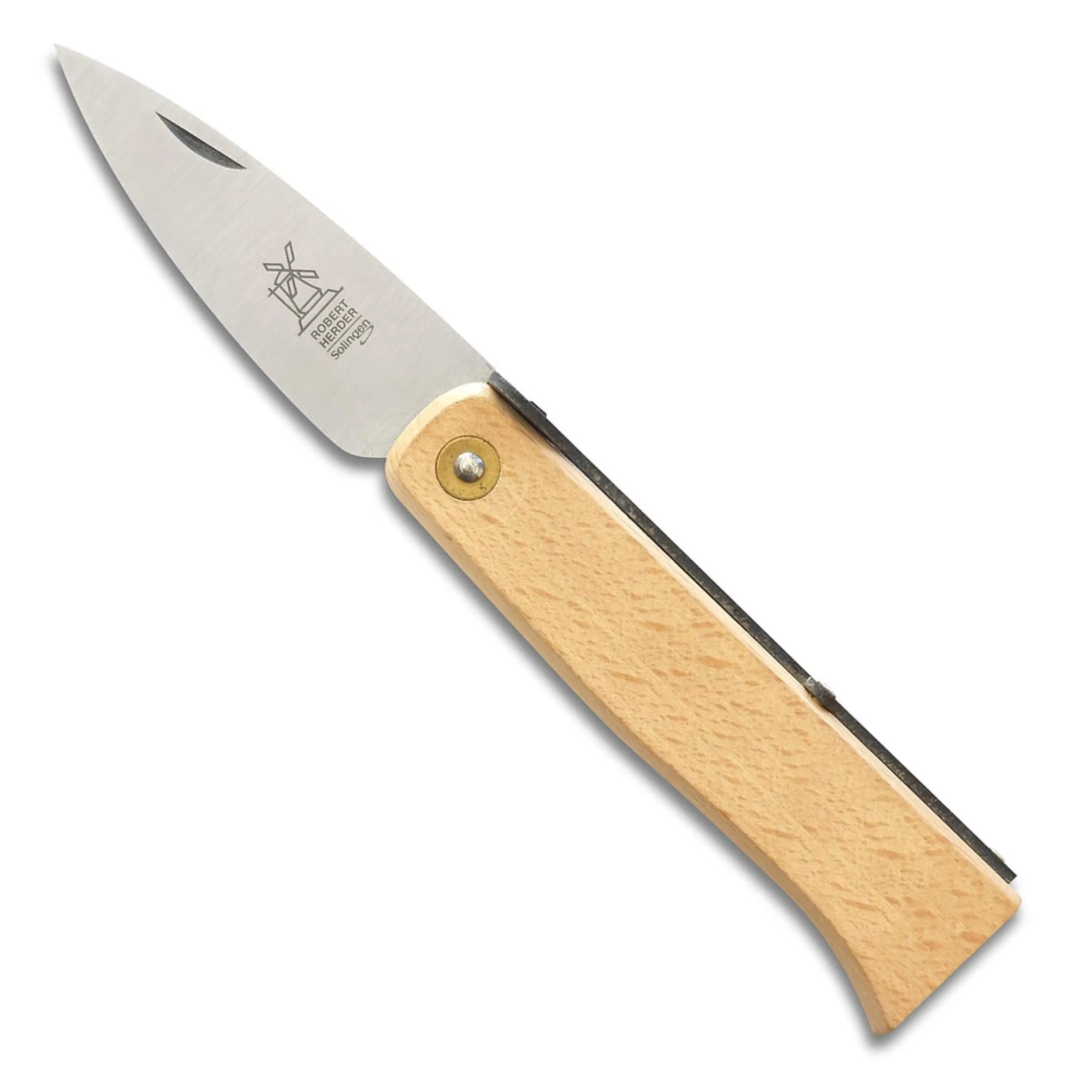 Robert Herder Lierenaar - Steakmes - Zakmes - Carbonstaal - Lemmet 9cm - Heft Beukenhout