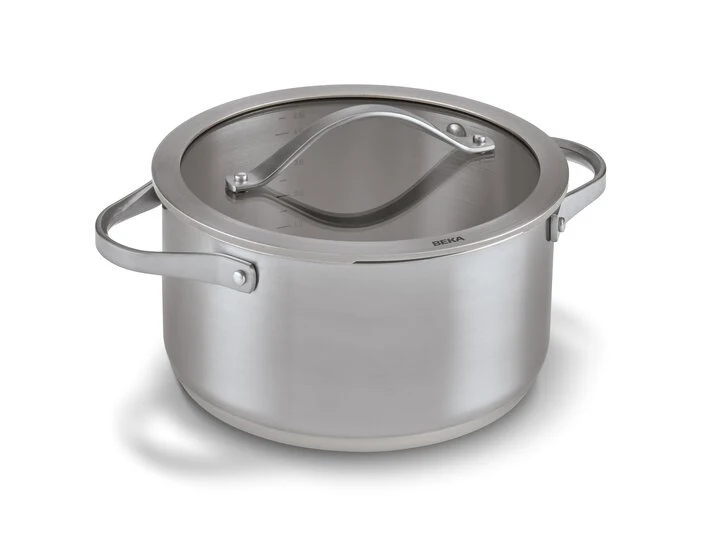 Beka Sensa Saucepan with Softbase Base – Glass Lid with Downdraft Function – Latte