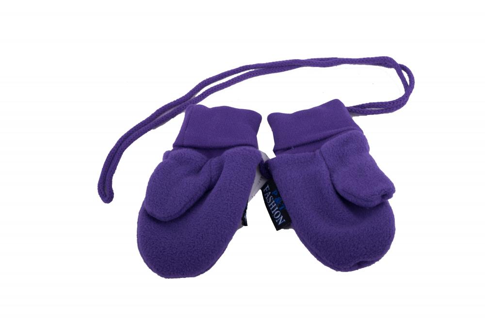 P&T Wanten Baby met Touwtje - Micro Fleece - Fel Paars - 0-1j