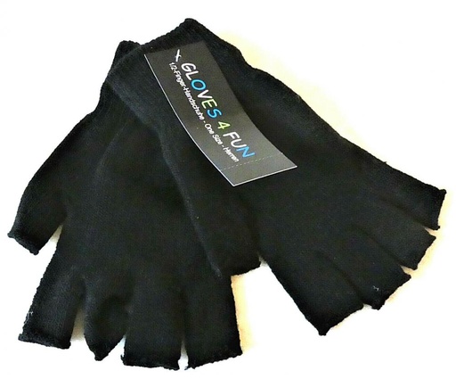 Gants sans doigts pour hommes - 1/2 doigts - Noir
