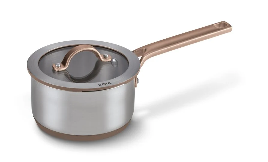 Beka Sensa Steel Pan with Softbase Base – Glass Lid with Downdraft Function – Ø 16cm – Mocha