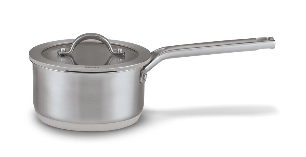 Beka Sensa Steel Pan with Softbase Base – Glass Lid with Downdraft Function – Ø 16cm – Latte