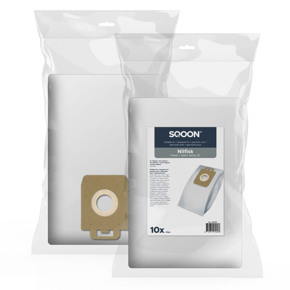 SQOON Stofzuigerzakken geschikt voor Nilfisk Power/Select Series 3-D - 10 Stuks