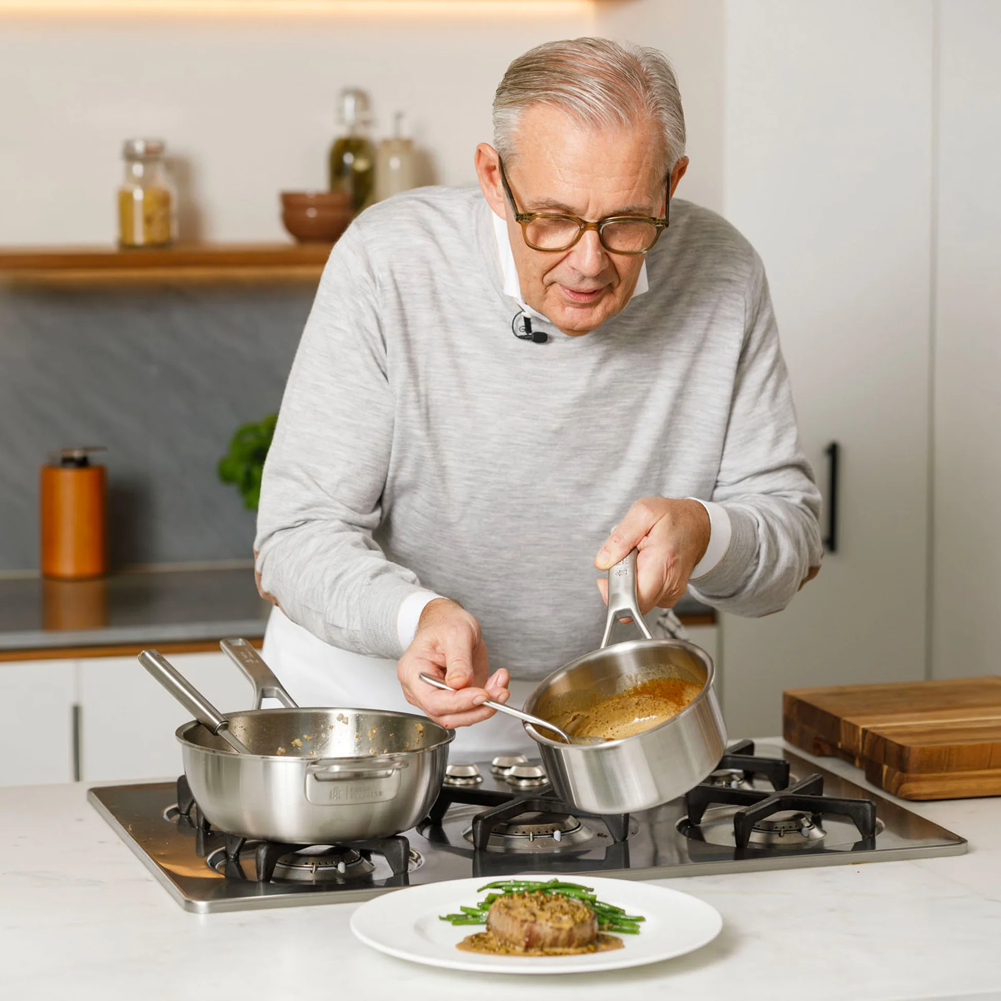 BK Peter Goossens Maestro 3PLY Steelpan RVS met Glazen Deksel - Ø 16cm - 1,58L - PFAS vrij