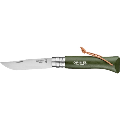 Opinel Zakmes N°8 met Leren Koord - Colorama - Rvs/Beukenhout