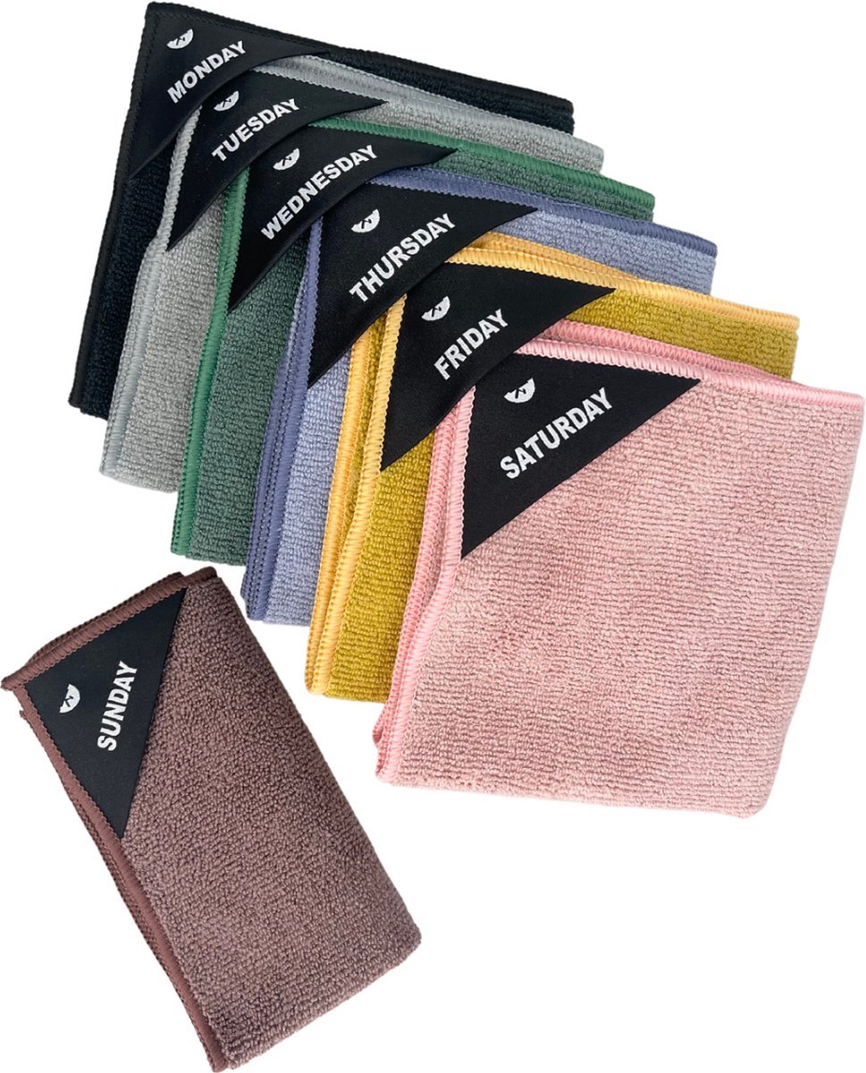 Klud Microvezel Vaatdoekjes Set 7 dagen - 30 x 30cm - Multicolor