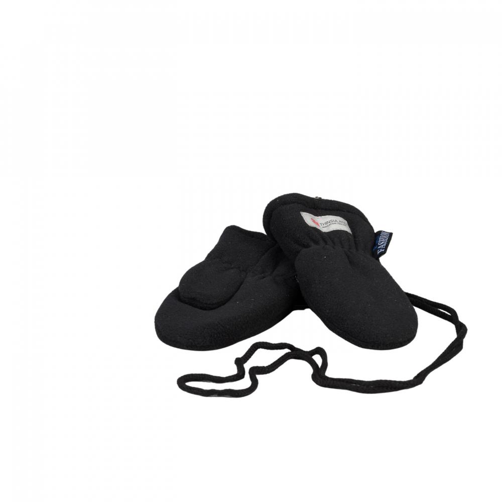 P&T Wanten Kinderen met Touwtje - Fleece - Thinsulate Voering - Zwart
