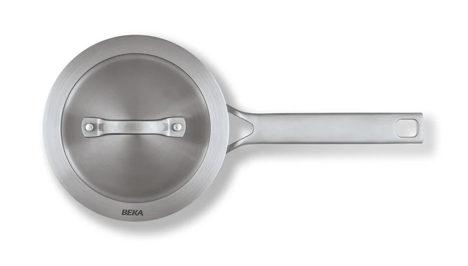 Beka Sensa Steel Pan with Softbase Base – Glass Lid with Downdraft Function – Ø 16cm – Latte