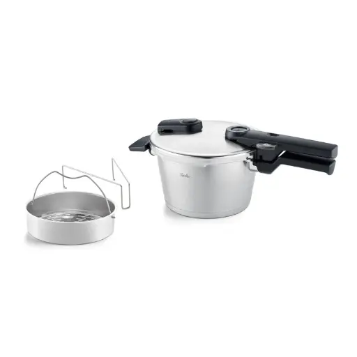 Fissler Vitaquick Premium Snelkookpan met Stoominzet en Driepoot