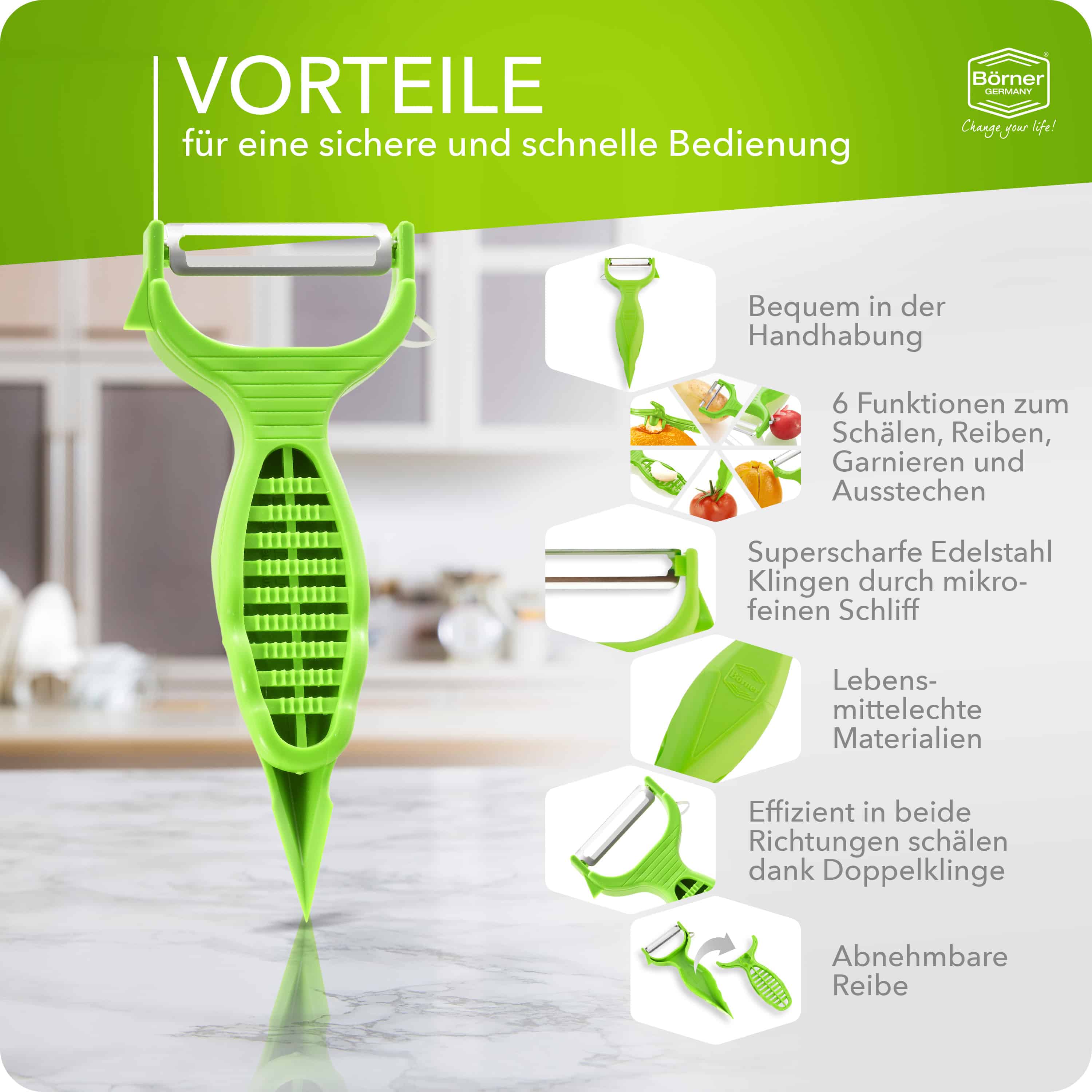 Eplucheur Börner 6in1 avec lame lisse