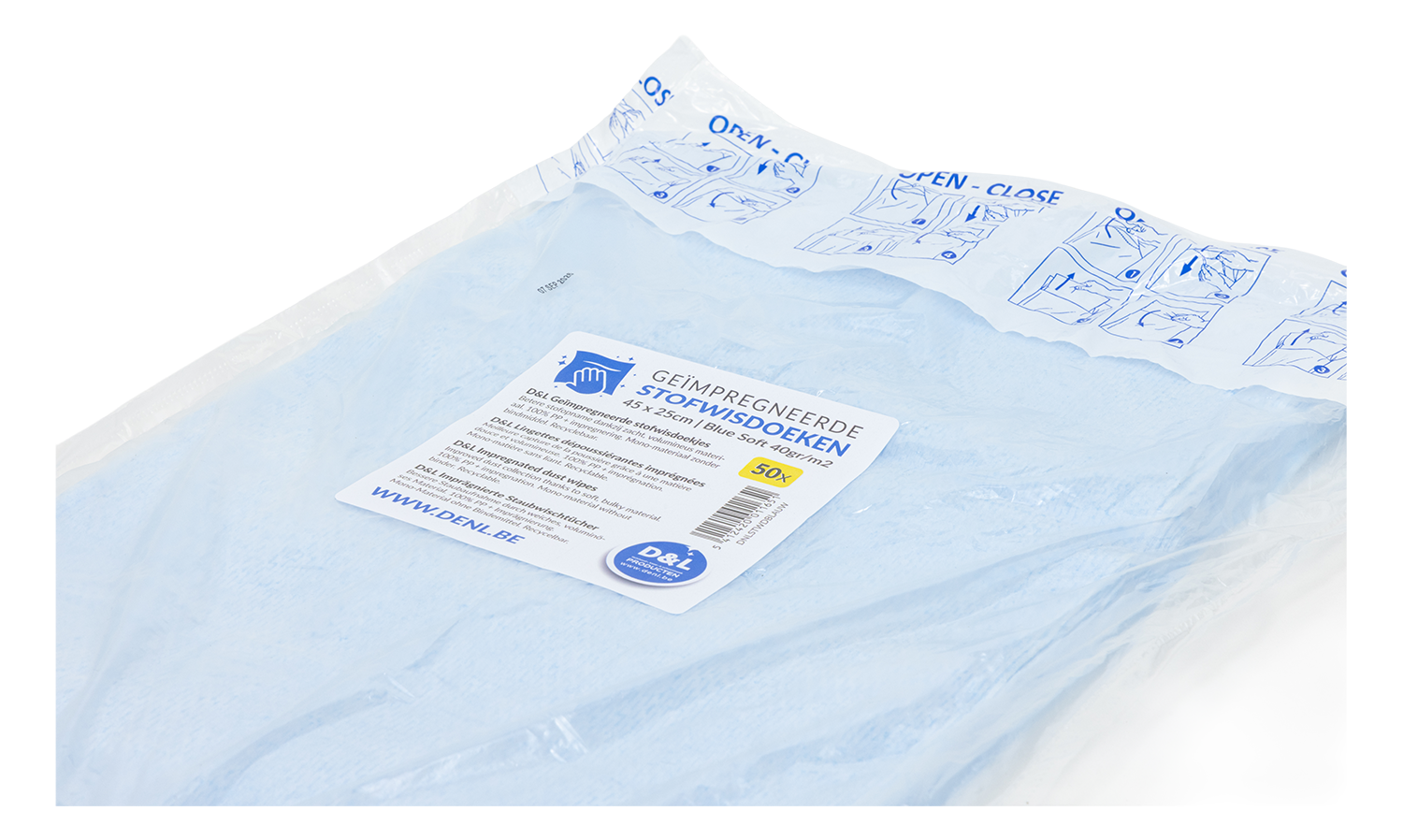 D&L Impregnated Dust Wipes – 50 Pieces – Blue