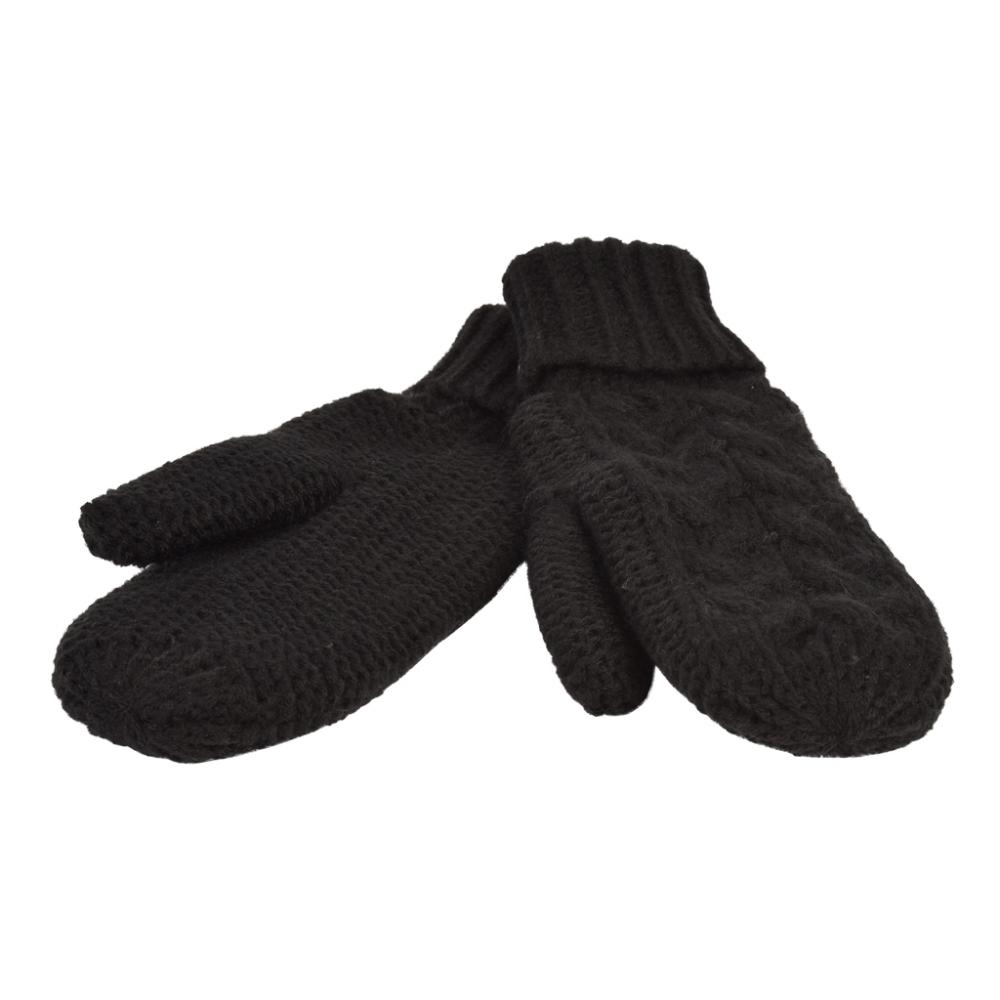 P&T Dames Wanten - Gebreid met Fleece Binnenin - One Size - Zwart