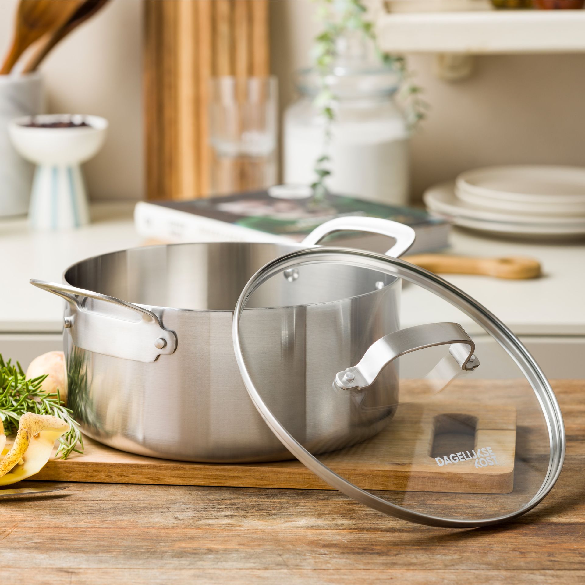Stoofpan 24 cm roestvrij staal 18-10 stapelbaar inductie-oven hoogwaardig Italië